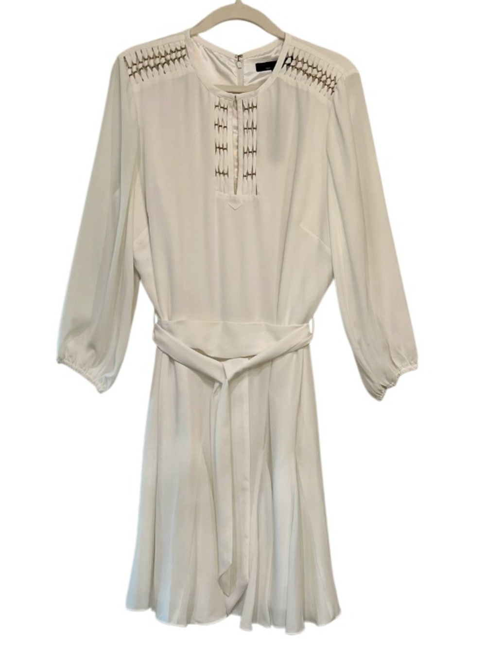 White House Black Market Beaded Godet Dress White Long Sleeve Size 18 NWT - Picture 5 of 13